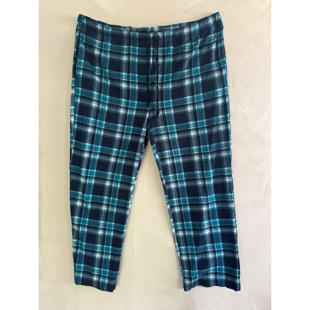 Sonoma Goods For Life 3X Tall Plaid Pajama Pants Navy Teal Fleece MSRP $25